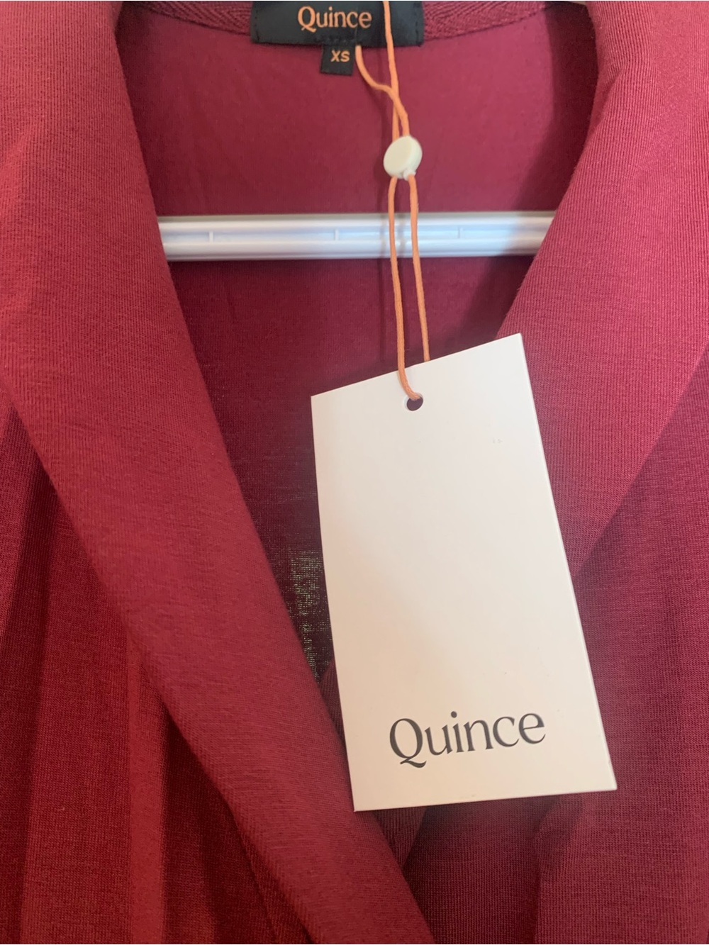 Quince Tencel Jersey Midi Wrap Dress Wine Red XS New With Tags Asymmetrical Hem - Picture 4 of 10